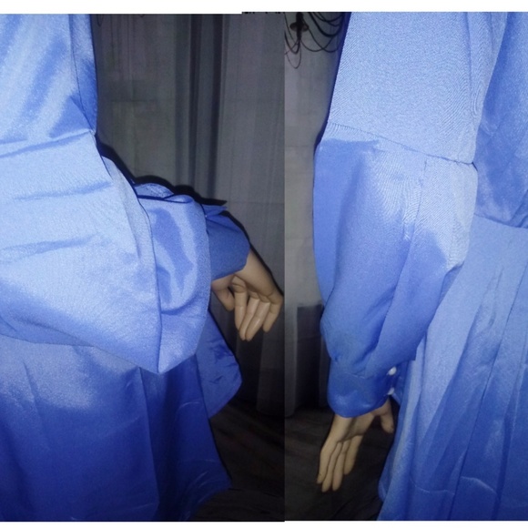 Hi lo blue peplum button shirt blouse long sleeve - Picture 9 of 9